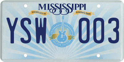 MS license plate YSW003