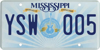 MS license plate YSW005