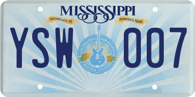 MS license plate YSW007