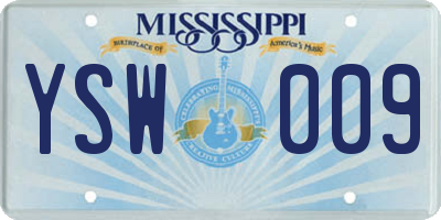 MS license plate YSW009