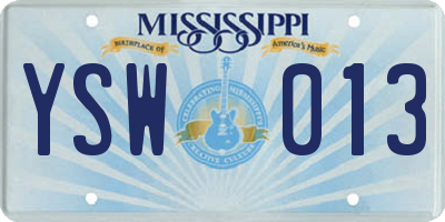 MS license plate YSW013