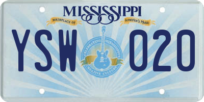 MS license plate YSW020