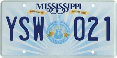 MS license plate YSW021