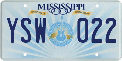 MS license plate YSW022