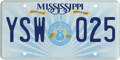 MS license plate YSW025