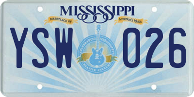 MS license plate YSW026