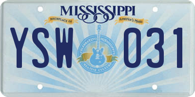 MS license plate YSW031
