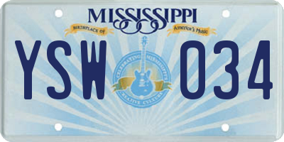 MS license plate YSW034