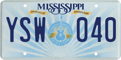 MS license plate YSW040