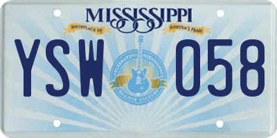 MS license plate YSW058