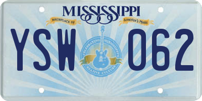 MS license plate YSW062