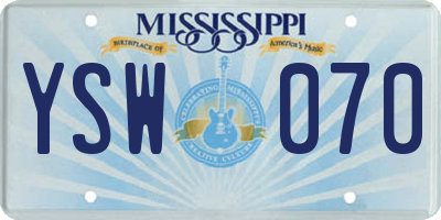 MS license plate YSW070