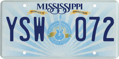 MS license plate YSW072