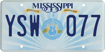 MS license plate YSW077