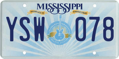 MS license plate YSW078