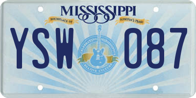 MS license plate YSW087