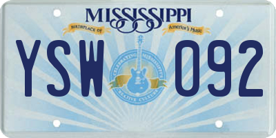 MS license plate YSW092