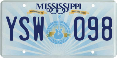 MS license plate YSW098