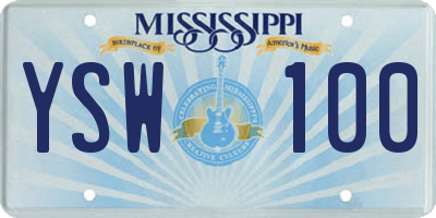 MS license plate YSW100