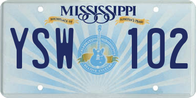 MS license plate YSW102