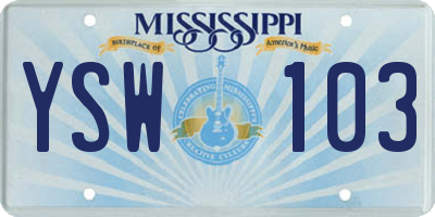 MS license plate YSW103