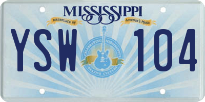 MS license plate YSW104