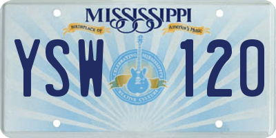 MS license plate YSW120