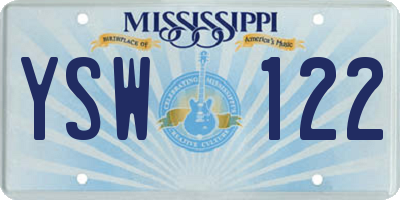MS license plate YSW122