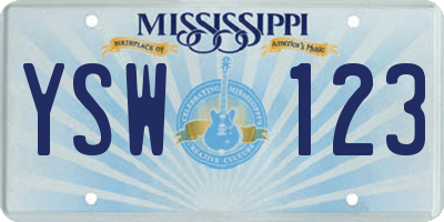 MS license plate YSW123