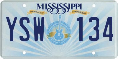 MS license plate YSW134
