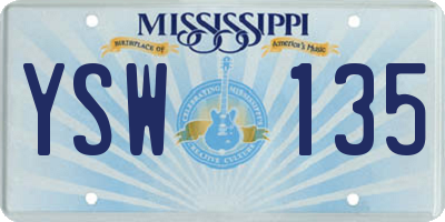 MS license plate YSW135