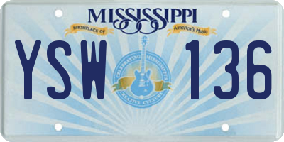 MS license plate YSW136