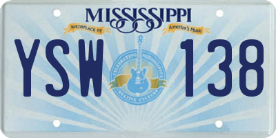 MS license plate YSW138