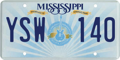 MS license plate YSW140