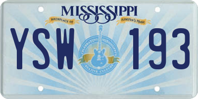 MS license plate YSW193