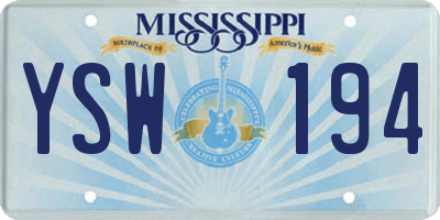 MS license plate YSW194