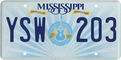 MS license plate YSW203