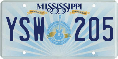 MS license plate YSW205