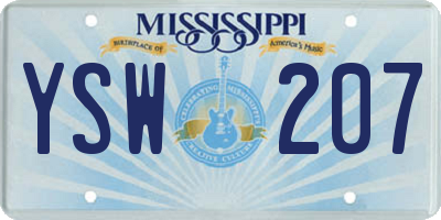 MS license plate YSW207