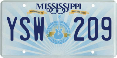 MS license plate YSW209
