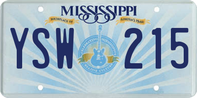 MS license plate YSW215
