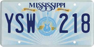 MS license plate YSW218