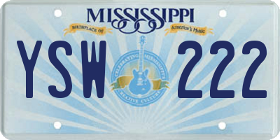 MS license plate YSW222