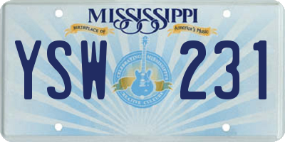 MS license plate YSW231