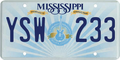 MS license plate YSW233