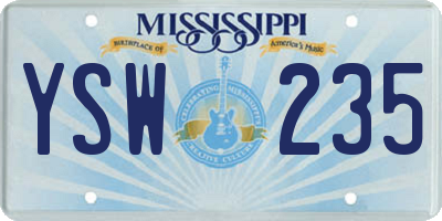 MS license plate YSW235