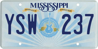 MS license plate YSW237