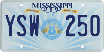 MS license plate YSW250