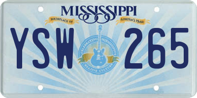 MS license plate YSW265