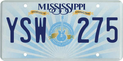 MS license plate YSW275
